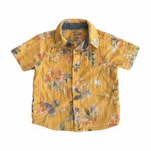 Floral Mustard Button Down Shirt for Kids